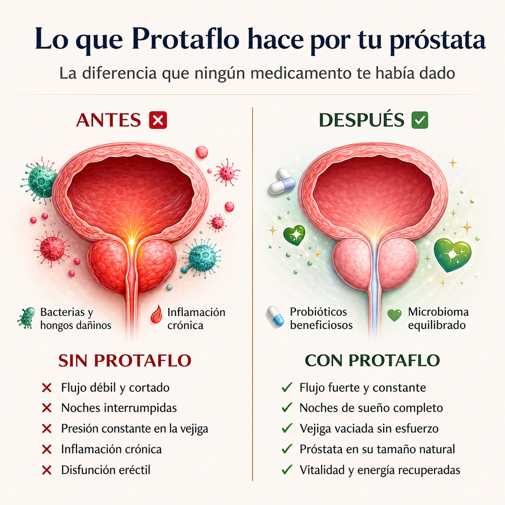 Protaflo Fórmula Natural para la Próstata - Alivia la presion, mejora el flujo y recupera tu descanso nocturno