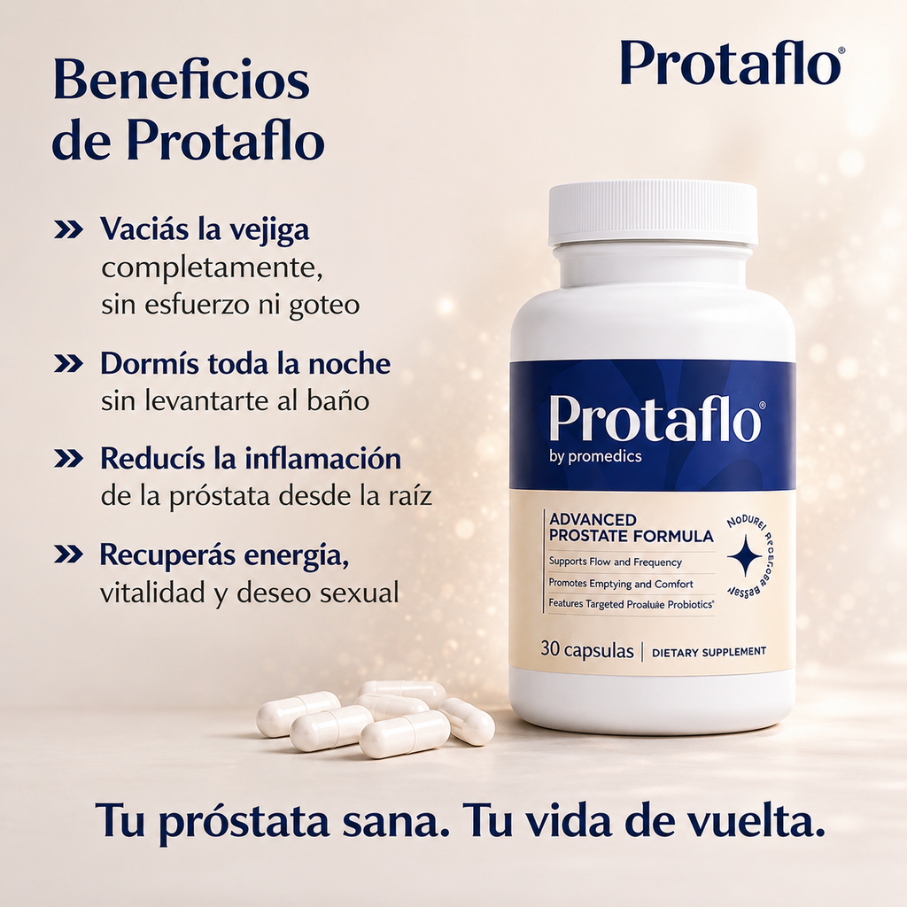 Protaflo Fórmula Natural para la Próstata - Alivia la presion, mejora el flujo y recupera tu descanso nocturno