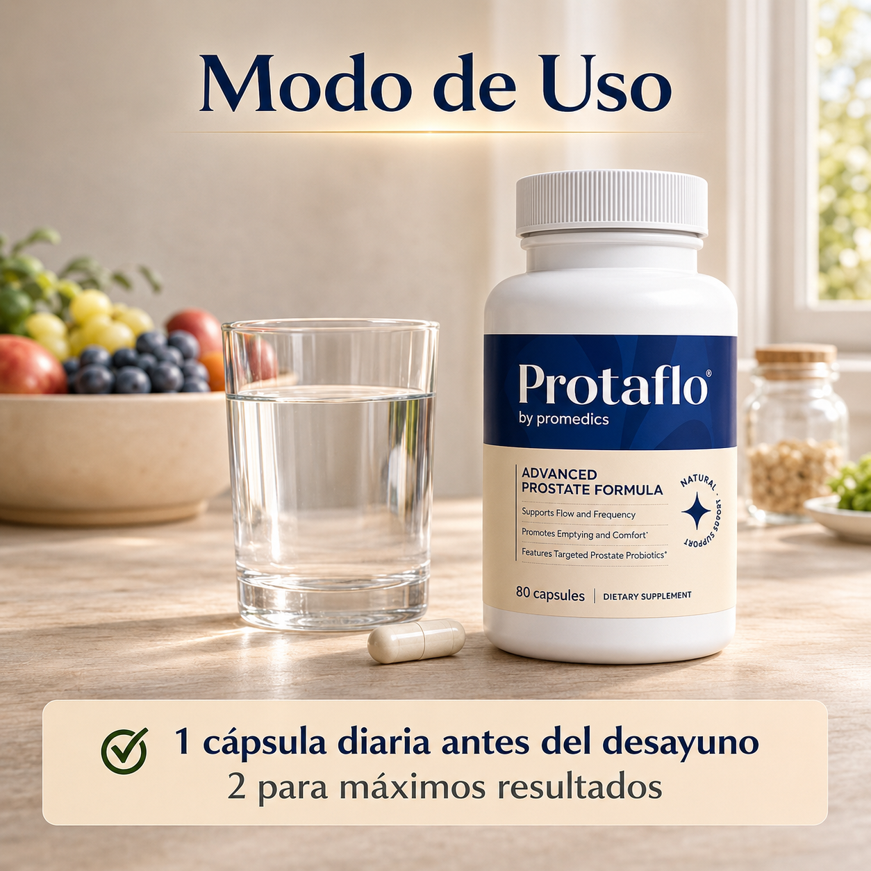 Protaflo Fórmula Natural para la Próstata - Alivia la presion, mejora el flujo y recupera tu descanso nocturno