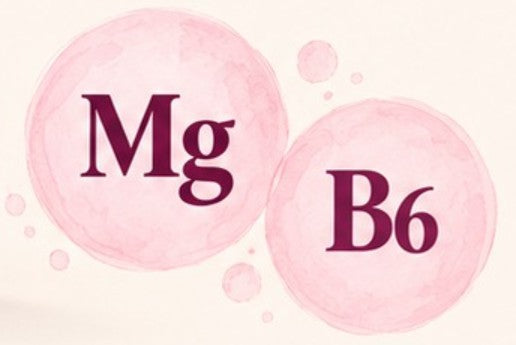 Burbujas rosas con las letras Mg y B6